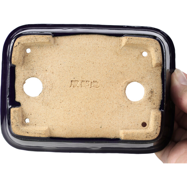 Rechteckige blaue Bonsaischale von Hattori - 142 x 105 x 42 mm