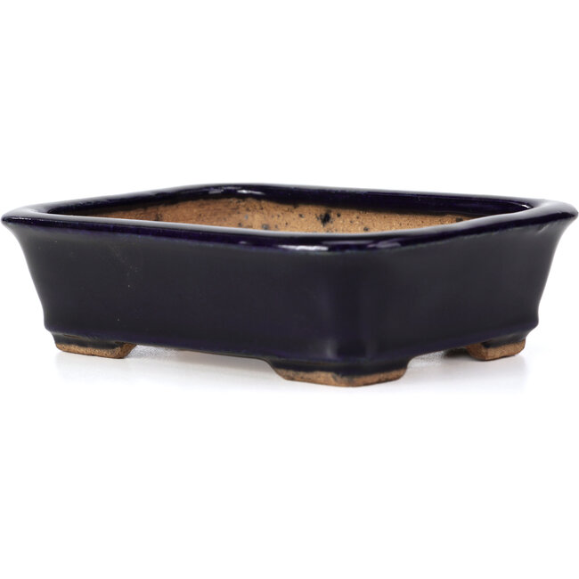 Rectangular blue bonsai pot by Hattori - 135 x 101 x 38 mm