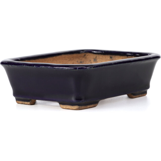 Rechteckige blaue Bonsaischale von Hattori - 135 x 101 x 38 mm