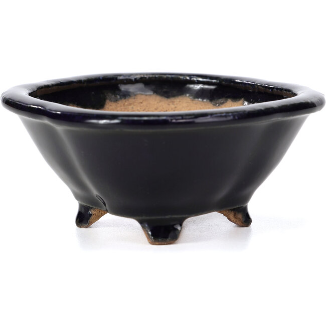 Mokko blaue Bonsaischale von Hattori - 133 x 114 x 47 mm