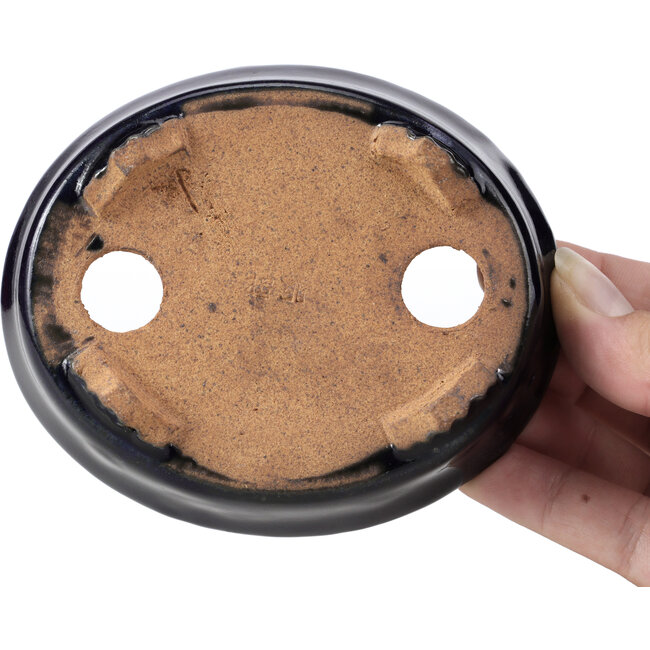 Maceta de bonsái azul ovalada de Hattori - 107 x 91 x 32 mm