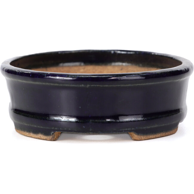 Ovale blauwe bonsaipot van Hattori - 130 x 102 x 34 mm