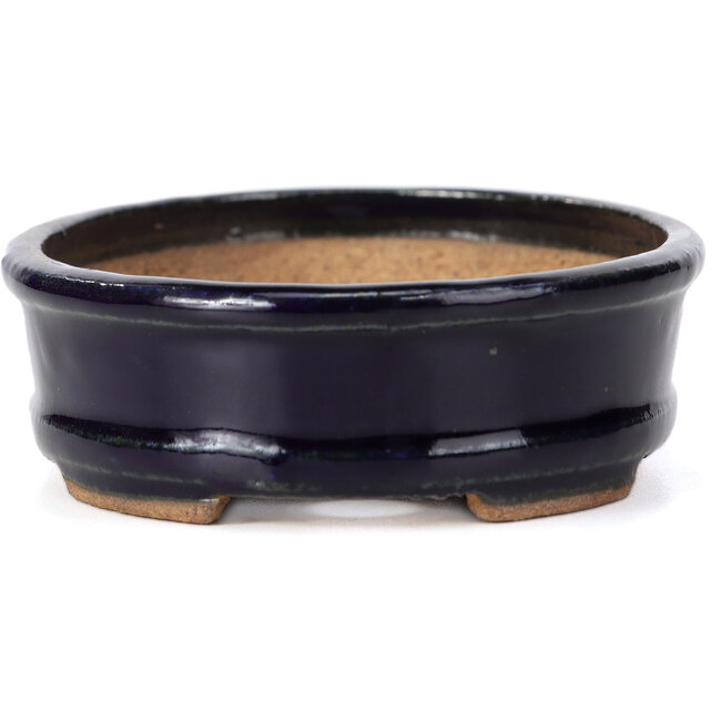 Maceta de bonsái azul ovalada de Hattori - 130 x 102 x 34 mm