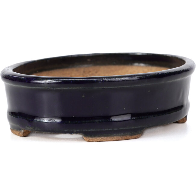 Ovale blauwe bonsaipot van Hattori - 130 x 102 x 34 mm