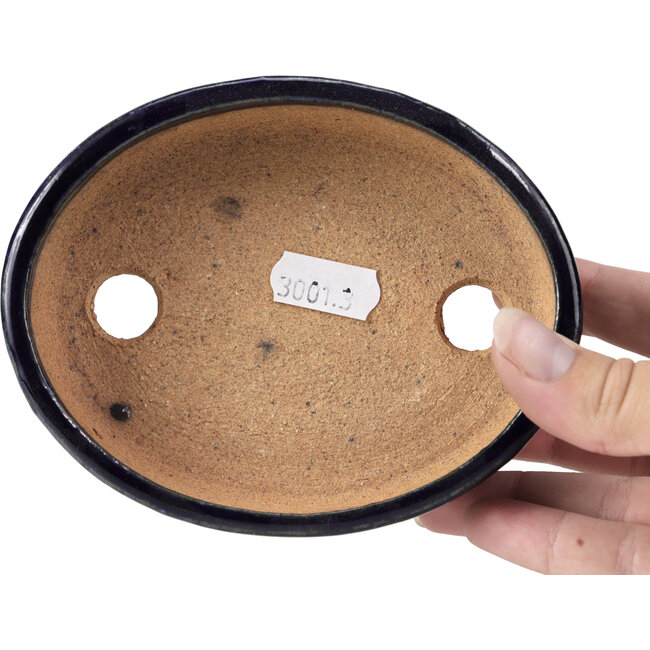 Ovale blauwe bonsaipot van Hattori - 130 x 102 x 34 mm