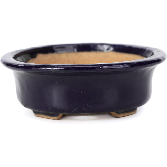 Ovale blauwe bonsaipot van Hattori - 146 x 118 x 41 mm