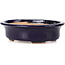 Oval blue bonsai pot by Hattori - 146 x 118 x 41 mm