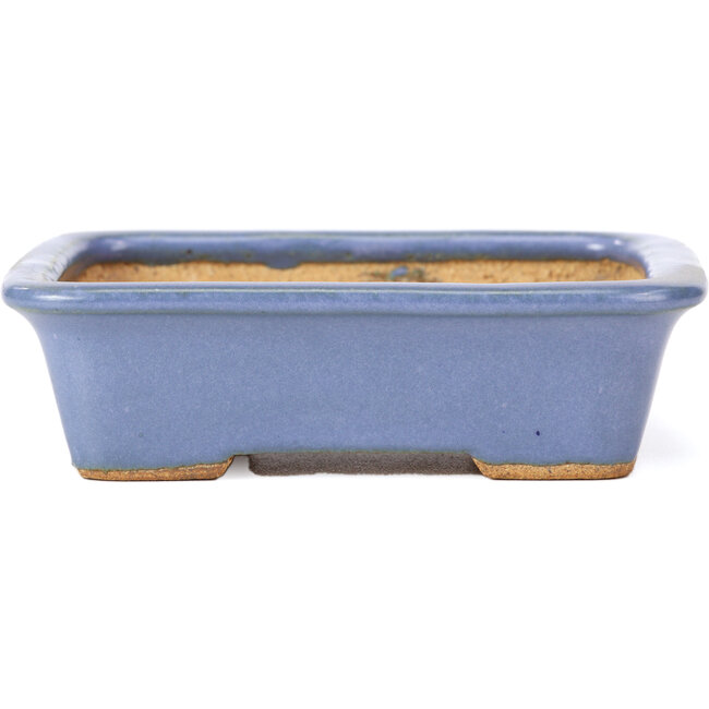 Rectangular blue bonsai pot by Hattori - 133 x 100 x 38 mm