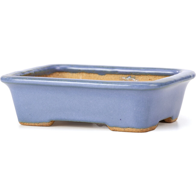 Pot à bonsaï rectangulaire bleu par Hattori - 133 x 100 x 38 mm