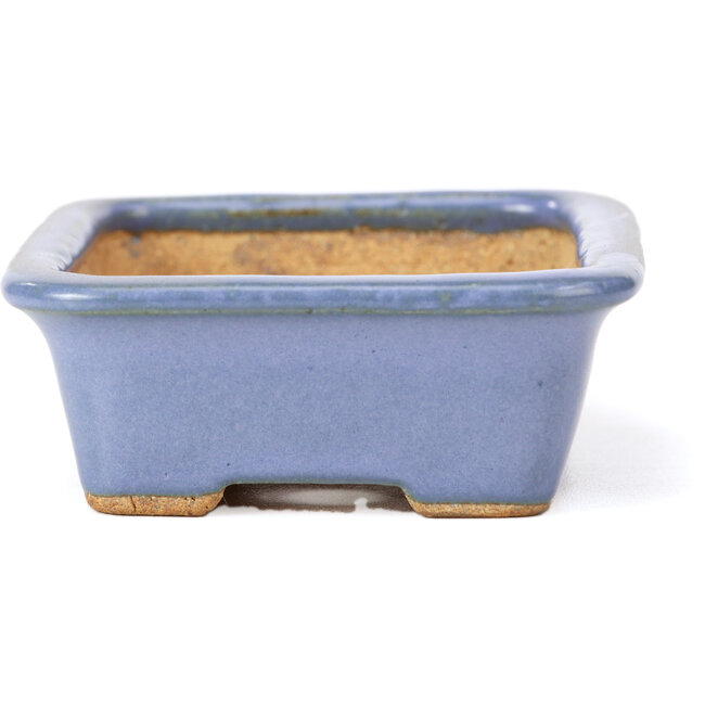 Rectangular blue bonsai pot by Hattori - 133 x 100 x 38 mm