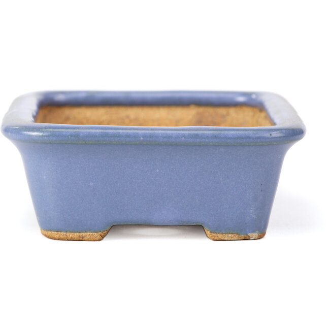 Rechteckige blaue Bonsaischale von Hattori - 133 x 100 x 38 mm