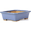 Rectangular blue bonsai pot by Hattori - 133 x 100 x 38 mm