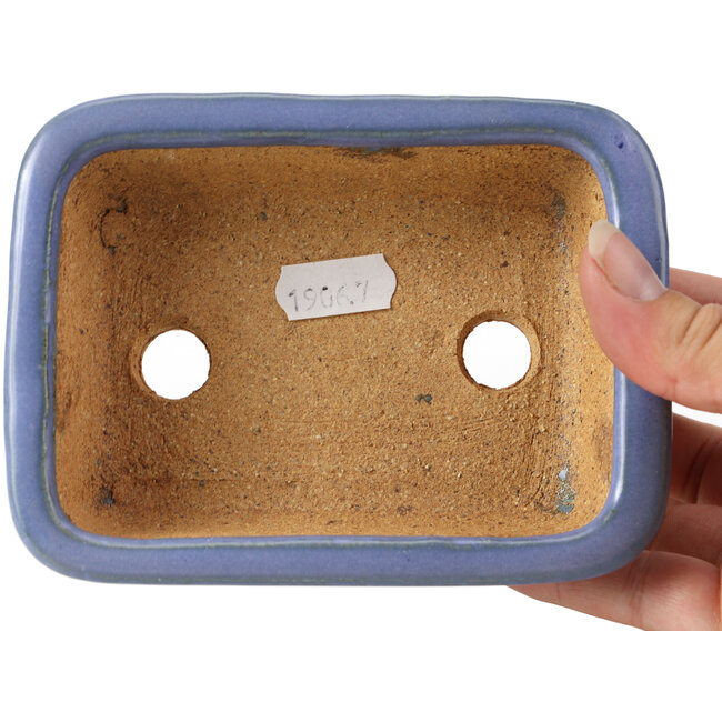 Pot à bonsaï rectangulaire bleu par Hattori - 133 x 100 x 38 mm