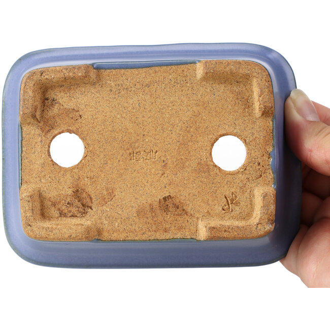 Pot à bonsaï rectangulaire bleu par Hattori - 133 x 100 x 38 mm