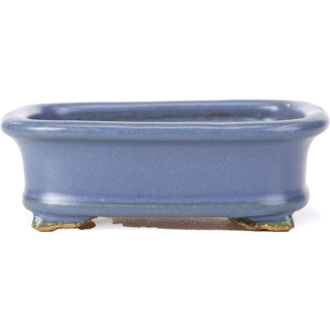 Rectangular blue bonsai pot by Hattori - 126 x 100 x 42 mm