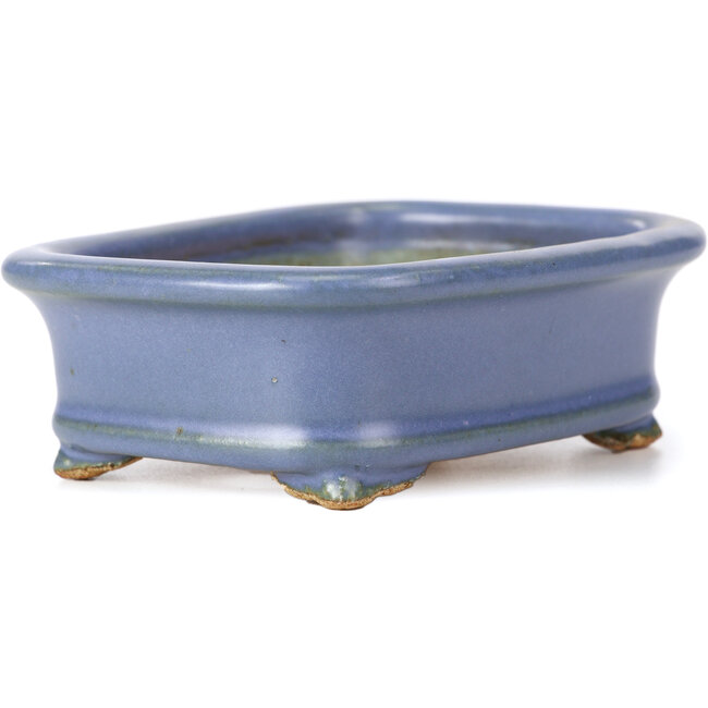 Pot à bonsaï rectangulaire bleu par Hattori - 126 x 100 x 42 mm