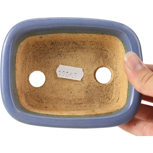 Rectangular blue bonsai pot by Hattori - 126 x 100 x 42 mm