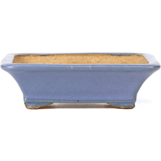 Rectangular blue bonsai pot by Hattori - 106 x 81 x 32 mm