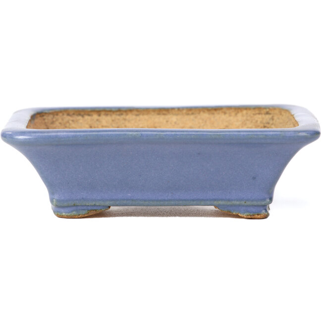 Rectangular blue bonsai pot by Hattori - 106 x 81 x 32 mm