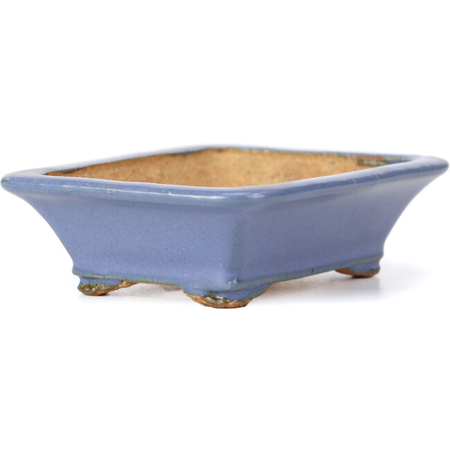 Pot à bonsaï rectangulaire bleu par Hattori - 106 x 81 x 32 mm