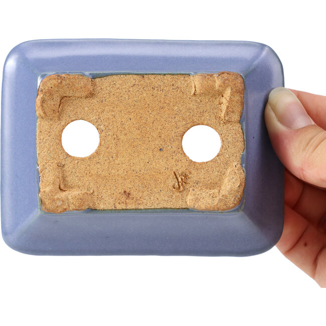 Rechteckige blaue Bonsaischale von Hattori - 106 x 81 x 32 mm