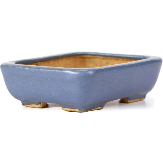 Rectangular blue bonsai pot by Hattori - 108 x 81 x 33 mm