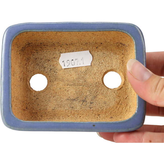 Pot à bonsaï rectangulaire bleu par Hattori - 108 x 81 x 33 mm