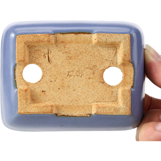 Rectangular blue bonsai pot by Hattori - 108 x 81 x 33 mm