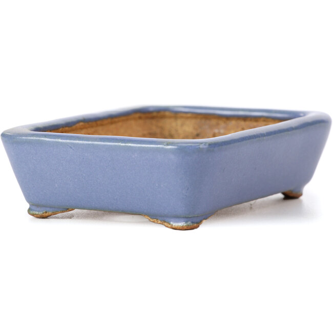 Pot à bonsaï rectangulaire bleu par Hattori - 105 x 82 x 30 mm