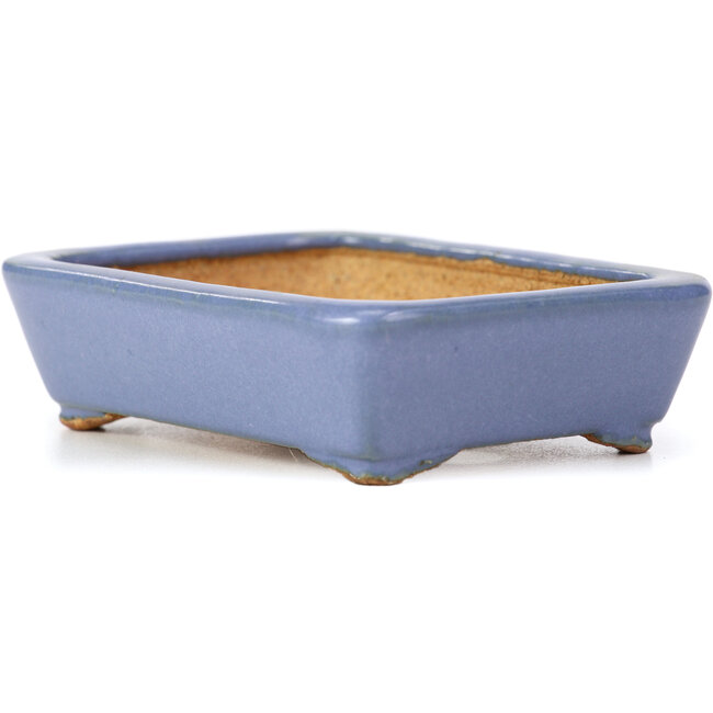 Rectangular blue bonsai pot by Hattori - 105 x 82 x 30 mm