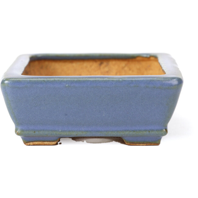 Rectangular blue bonsai pot by Hattori - 133 x 93 x 37 mm