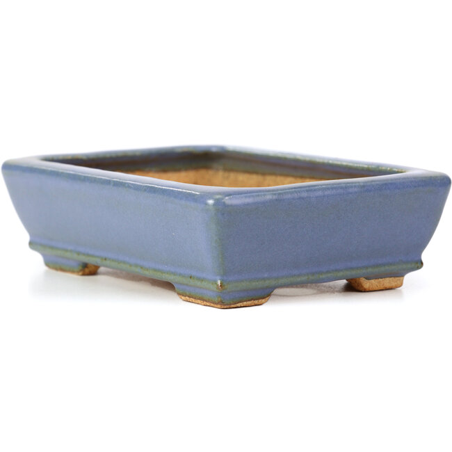 Rechteckige blaue Bonsaischale von Hattori - 133 x 93 x 37 mm