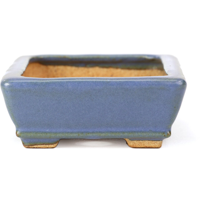 Pot à bonsaï rectangulaire bleu par Hattori - 133 x 93 x 37 mm