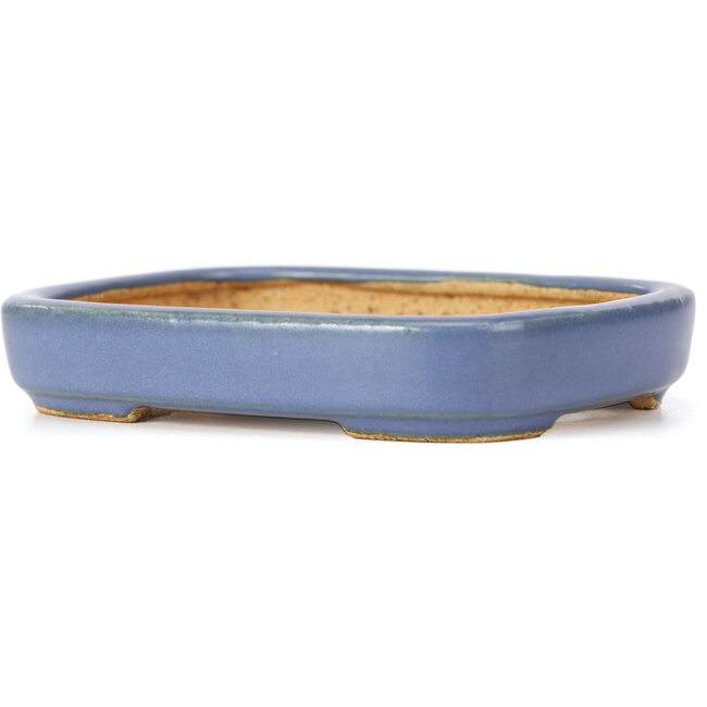 Rectangular blue bonsai pot by Hattori - 128 x 95 x 23 mm