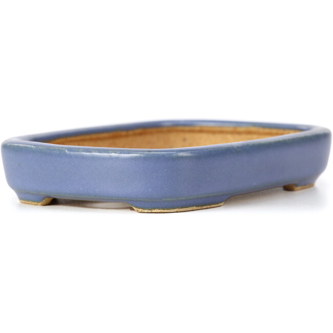 Rectangular blue bonsai pot by Hattori - 128 x 95 x 23 mm