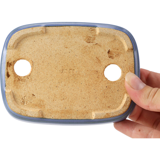 Rechthoekige blauwe bonsaipot van Hattori - 128 x 95 x 23 mm