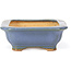 Rectangular blue bonsai pot by Hattori - 137 x 99 x 38 mm