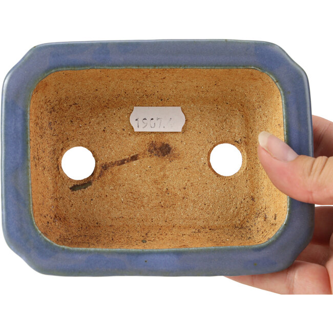 Rechthoekige blauwe bonsaipot van Hattori - 137 x 99 x 38 mm
