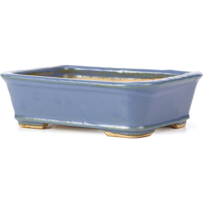 Pot à bonsaï rectangulaire bleu par Hattori - 142 x 106 x 42 mm