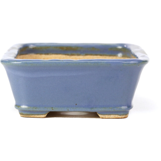 Pot à bonsaï rectangulaire bleu par Hattori - 142 x 106 x 42 mm