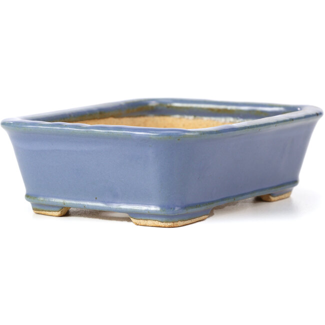 Rectangular blue bonsai pot by Hattori - 142 x 106 x 42 mm