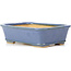 Rectangular blue bonsai pot by Hattori - 142 x 106 x 42 mm