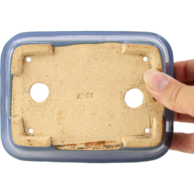 Maceta de bonsái rectangular azul de Hattori - 142 x 106 x 42 mm