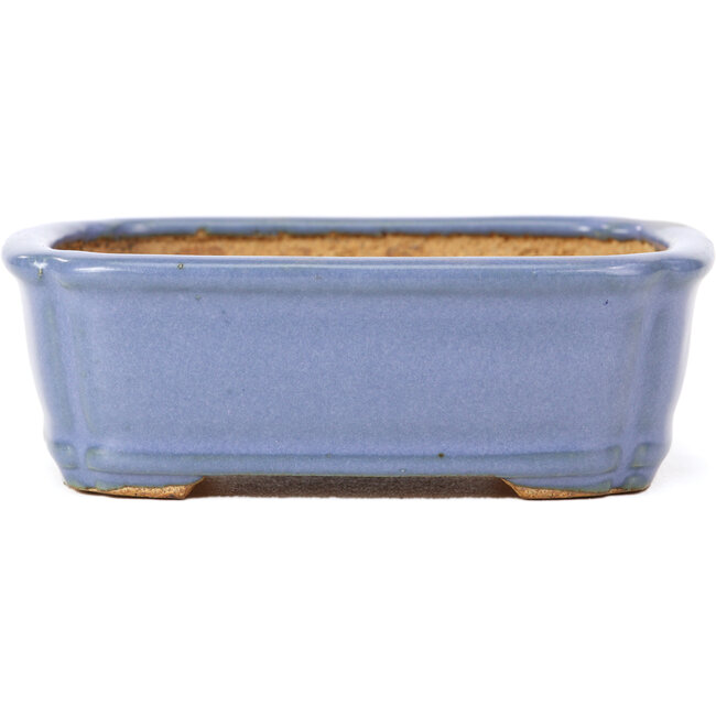 Rectangular blue bonsai pot by Hattori - 126 x 95 x 40 mm