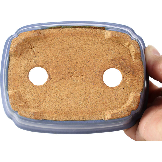 Pot à bonsaï rectangulaire bleu par Hattori - 126 x 95 x 40 mm