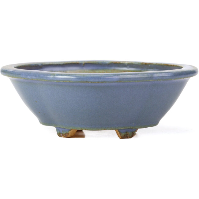 Mokko blue bonsai pot by Hattori - 134 x 115 x 52 mm