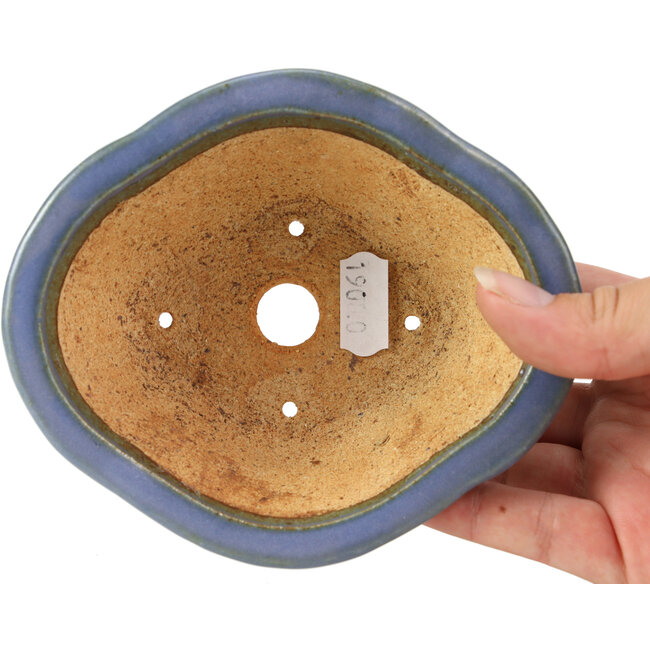 Vaso per bonsai blu Mokko di Hattori - 134 x 115 x 52 mm