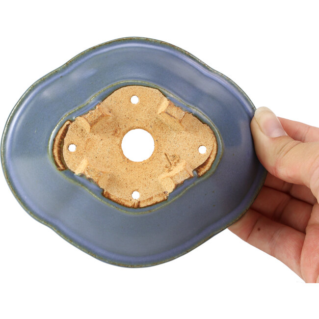 Mokko blaue Bonsaischale von Hattori - 134 x 115 x 52 mm