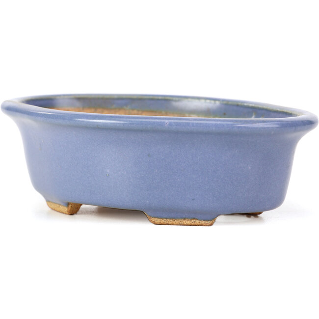 Mokko blaue Bonsaischale von Hattori - 128 x 95 x 42 mm