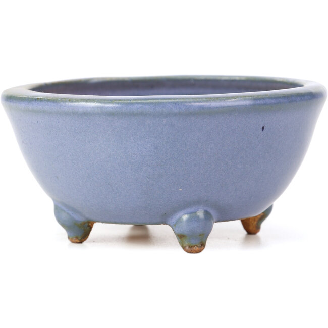 Round blue bonsai pot by Hattori - 115 x 115 x 55 mm